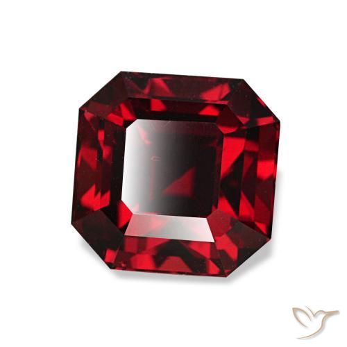 2.01캐럿 천연 딥 레드 파이로프 가넷, 에메랄드 컷, 6.5×6.4 mm, VS