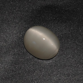 3.42캐럿 천연 스모크 Quartz Cat's Eye, 타원형 컷, 10.1×8.1 mm, 불투명체