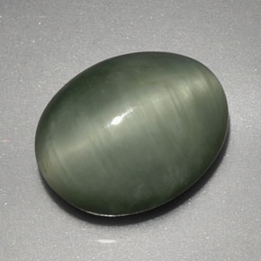 3.91캐럿 천연 그린 Quartz Cat's Eye, 타원형 컷, 11×8.8 mm, 불투명체