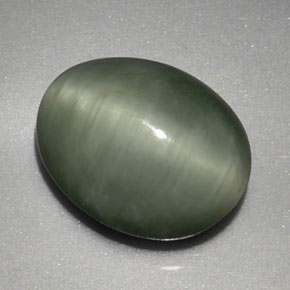 3.91캐럿 천연 그린 Quartz Cat's Eye, 타원형 컷, 11×8.8 mm, 불투명체