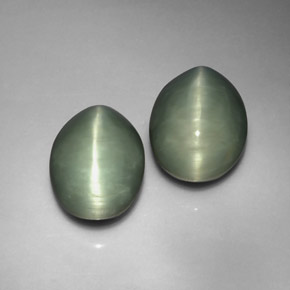 캐럿 천연 그린 Quartz Cat's Eye 보석, 타원형 컷, 13×10.3 mm, 불투명체