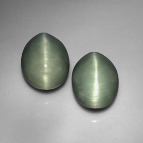 캐럿 천연 그린 Quartz Cat's Eye 보석, 타원형 컷, 13×10.3 mm, 불투명체
