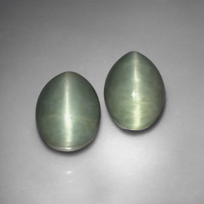 캐럿 천연 그린 Quartz Cat's Eye 보석, 타원형 컷, 12.7×8.9 mm, 불투명체