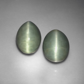 캐럿 천연 그린 Quartz Cat's Eye 보석, 타원형 컷, 12.7×8.9 mm, 불투명체