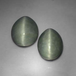 캐럿 천연 그린 Quartz Cat's Eye 보석, 타원형 컷, 13.2×9.8 mm, 불투명체