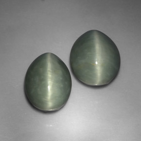 캐럿 천연 그린 Quartz Cat's Eye 보석, 타원형 컷, 13.2×9.8 mm, 불투명체
