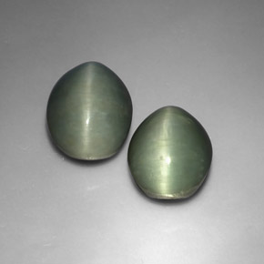 캐럿 천연 그린 Quartz Cat's Eye 보석, 타원형 컷, 12×9.7 mm, 불투명체