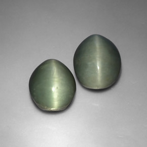 캐럿 천연 그린 Quartz Cat's Eye 보석, 타원형 컷, 12×9.7 mm, 불투명체