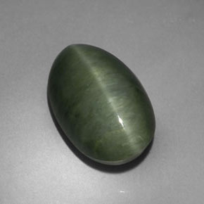 5.75캐럿 천연 그린 Quartz Cat's Eye, 타원형 컷, 14.6×9.2 mm, 불투명체