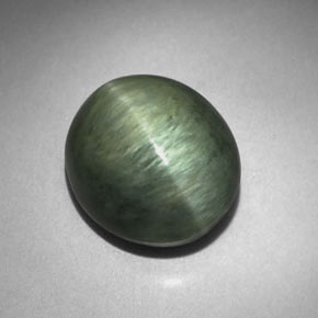 7.00캐럿 천연 녹색 쿼츠 캣츠아이, 타원형 컷, 불투명체