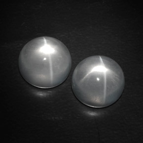 캐럿 천연 하얀색 쿼츠 캣츠아이 보석, 라운드 컷, 투명한