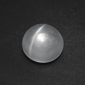 7.50캐럿 천연 클리어 화이트 쿼츠 캣츠아이, 라운드 컷, 12.07 mm, 투명한