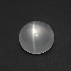 7.54캐럿 천연 화이트 Quartz Cat's Eye, 라운드 컷, 12.35 mm, 투명한