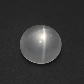 7.54캐럿 천연 화이트 Quartz Cat's Eye, 라운드 컷, 12.35 mm, 투명한