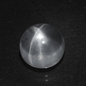 6.95캐럿 천연 화이트 Quartz Cat's Eye, 라운드 컷, 11.16 mm, 투명한