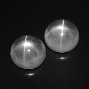 9.41캐럿 천연 클리어 화이트 Quartz Cat's Eye 보석, 라운드 컷, 10.29 mm, 투명한