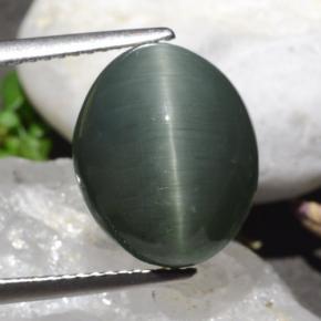 9.50캐럿 천연 미디엄 그레이 쿼츠 캣츠아이, 타원형 컷, 불투명체