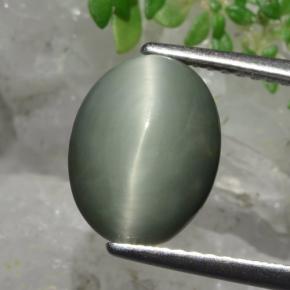 3.82캐럿 천연 녹색 쿼츠 캣츠아이, 타원형 컷, 불투명체