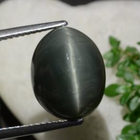 10.28캐럿 천연 녹색 쿼츠 캣츠아이, 타원형 컷, 불투명체