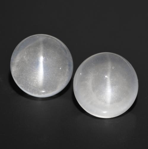 13.12캐럿 천연 화이트 Quartz Cat's Eye 보석, 라운드 컷, 11.24 mm, 투명한