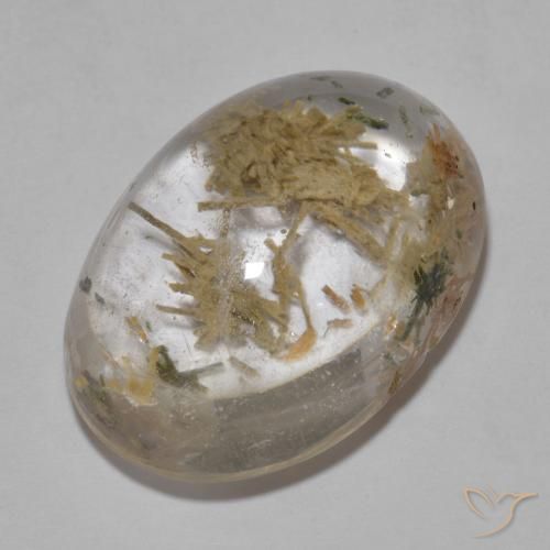 19.85ct 자연스러운 다색 헤덴베르가이트가 함유된 석영, 타원형, 투명한