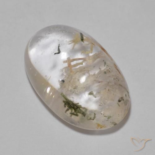 14.35ct 자연스러운 다색 헤덴베르가이트가 함유된 석영, 타원형, 투명한