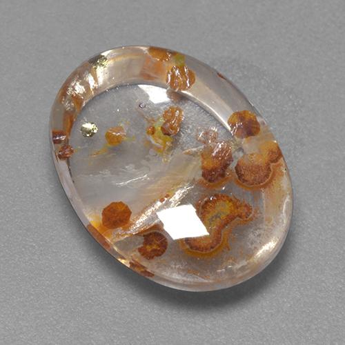 7.46캐럿 천연 멀티컬러 마카사이트 포함 쿼츠, 타원형 컷, 15.2×11.3 mm, 투명한