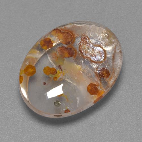 7.46캐럿 천연 멀티컬러 마카사이트 포함 쿼츠, 타원형 컷, 15.2×11.3 mm, 투명한
