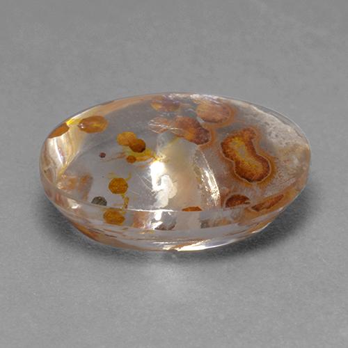 7.46캐럿 천연 멀티컬러 마카사이트 포함 쿼츠, 타원형 컷, 15.2×11.3 mm, 투명한