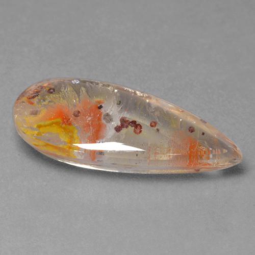 8.01캐럿 천연 다색 마르카사이트가 함유된 석영, 배 모양, 투명한