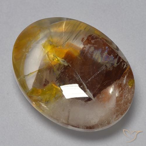 9.40ct 자연스러운 다색 마르카사이트가 함유된 석영, 타원형, 투명한