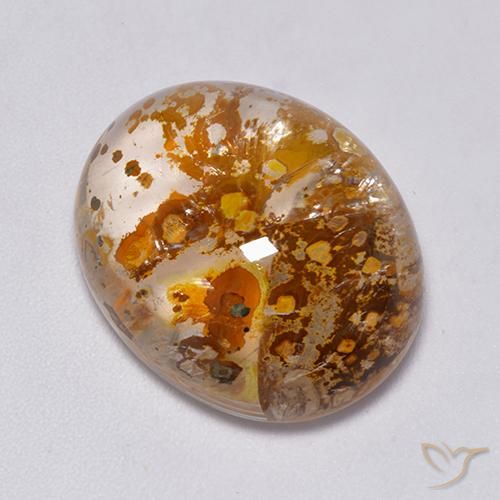 23.49ct 자연스러운 다색 마르카사이트가 함유된 석영, 타원형, 투명한