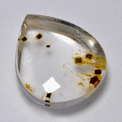 9.21캐럿 천연 멀티컬러 마카사이트 포함 쿼츠, 배 모양, 16×13.4 mm, 투명한
