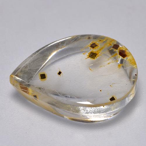 9.21캐럿 천연 멀티컬러 마카사이트 포함 쿼츠, 배 모양, 16×13.4 mm, 투명한