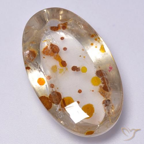 19.98ct 자연스러운 다색 마르카사이트가 함유된 석영, 타원형, 투명한