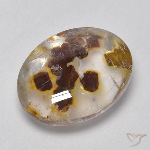 9.88ct 자연스러운 다색 마르카사이트가 함유된 석영, 타원형, 투명한