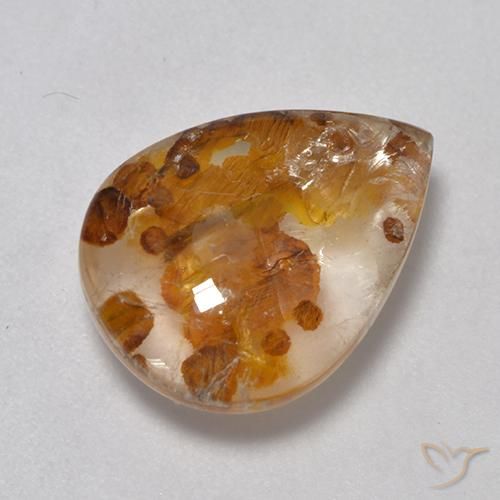 7.17ct 자연스러운 다색 마르카사이트가 함유된 석영, 배 모양, 투명한