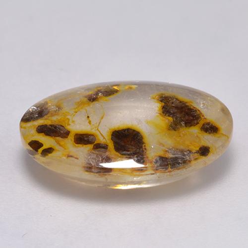 11.35캐럿 천연 멀티컬러 마카사이트 포함 쿼츠, 타원형 컷, 18.8×13.1 mm, 투명한