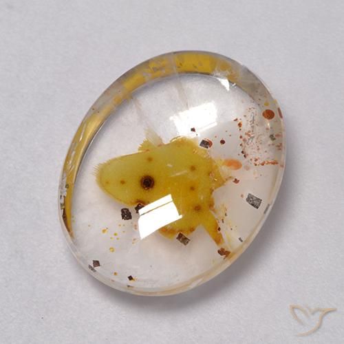 9.27ct 자연스러운 다색 마르카사이트가 함유된 석영, 타원형, 투명한