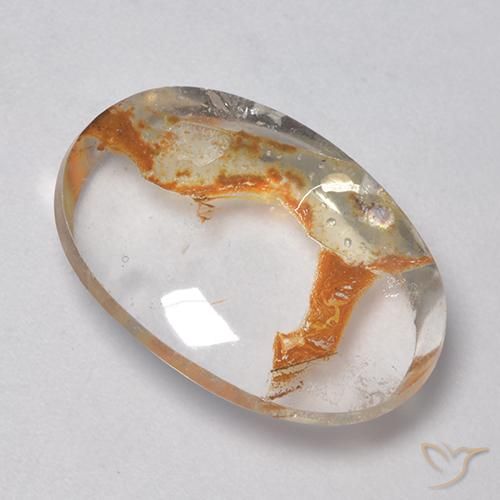 14.87ct 자연스러운 다색 마르카사이트가 함유된 석영, 타원형, 투명한