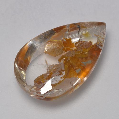 8.86캐럿 천연 멀티컬러 마카사이트 포함 쿼츠, 배 모양, 18.6×11.6 mm, 투명한