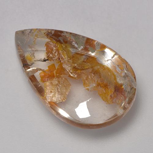 8.86캐럿 천연 멀티컬러 마카사이트 포함 쿼츠, 배 모양, 18.6×11.6 mm, 투명한