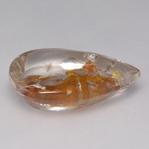 8.86캐럿 천연 멀티컬러 마카사이트 포함 쿼츠, 배 모양, 18.6×11.6 mm, 투명한