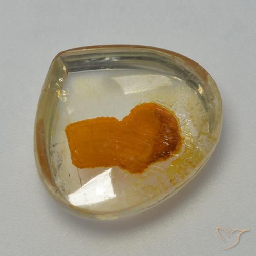 7.97캐럿 천연 멀티컬러 마카사이트 포함 쿼츠, 배 모양, 14.7×13.5 mm, 투명한