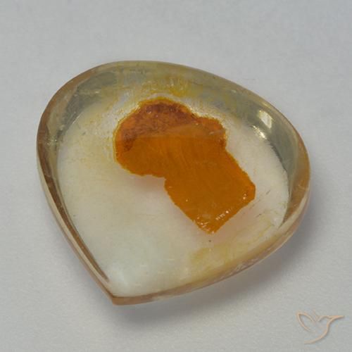 7.97캐럿 천연 멀티컬러 마카사이트 포함 쿼츠, 배 모양, 14.7×13.5 mm, 투명한