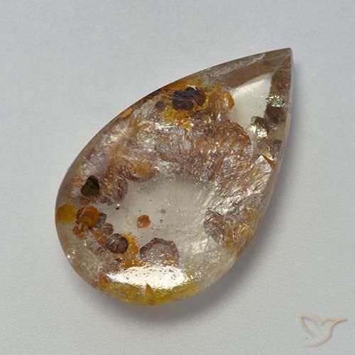 13.85ct 자연스러운 다색 마르카사이트가 함유된 석영, 배 모양, 투명한