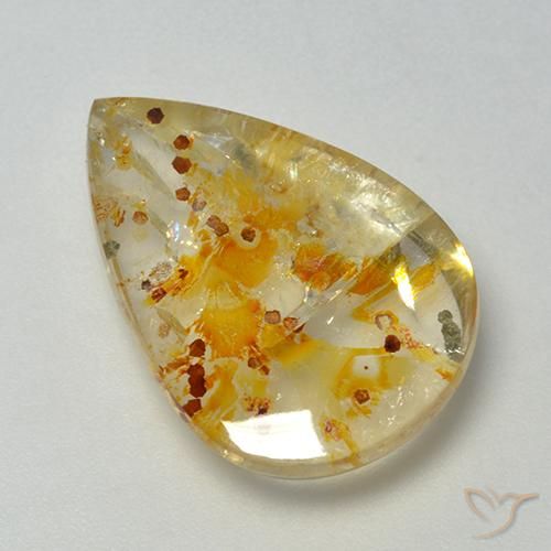 13.08ct 자연스러운 다색 마르카사이트가 함유된 석영, 배 모양, 투명한