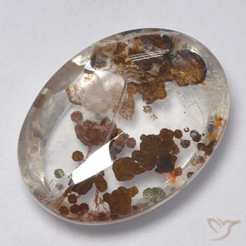 25.77ct 자연스러운 다색 마르카사이트가 함유된 석영, 타원형, 투명한