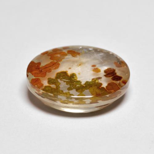 5.28캐럿 천연 다색 마르카사이트가 함유된 석영, 타원형 컷, 투명한