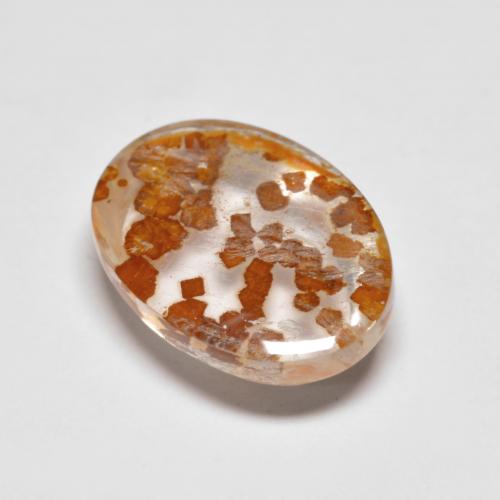 3.68캐럿 천연 다색 마르카사이트가 함유된 석영, 타원형 컷, 투명한